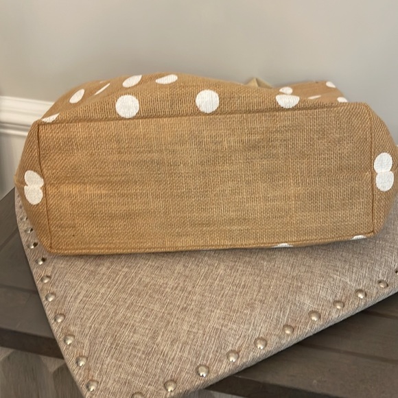 Burlap Initial A White Polka Dot Tote- Brand new - Picture 4 of 9